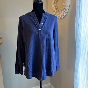 Blue Cotton VNeck Tunic Top | XL